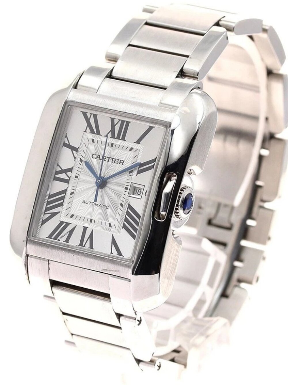 CARTIER Tank Anglaise Date Silver Dial Automatic Men's Watch_820929